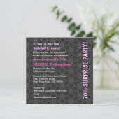 SURPRISE 70th Birthday Grey Pink Retro Pattern Kaart (Staand voorkant)