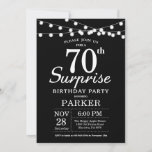 Surprise 70th Birthday Invitation Black and White Kaart<br><div class="desc">Verrassend 70th Birthday Uitnodiging met de Lichten van het Koord. Zwart-witte achtergrond. Mannen of vrouwen op zaterdag. 13e 15e 16e 18e 21e 30e 40e 50e 60e 70e 90e 100e, elke leeftijd. Voor verdere aanpassing, te klikken gelieve de knoop "van de Aanpassing het"en ons ontwerphulpmiddel te gebruiken om deze sjabloon te...</div>