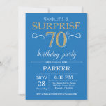 Surprise 70th Birthday Invitation Blue en Gold Kaart<br><div class="desc">Verrassend 70e verjaardag Uitnodiging met Blauwe en Gouden Glitter Achtergrond. Chalkboard. Volwassen verjaardag. Mannen of vrouwen uitgenodigd. Elke leeftijd. Voor verdere aanpassing,  te klikken gelieve de knoop "van de Aanpassing het"en ons ontwerphulpmiddel te gebruiken om deze sjabloon te wijzigen.</div>