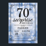 Surprise 70th Birthday Invitation Blue Glitter Kaart<br><div class="desc">Verrassend 70th Birthday Uitnodiging met de Blauwe Lichten van het Koord met de Blauwe Achtergrond van Glitter. Blauwe verjaardag. Volwassen verjaardag. Mannen of vrouwen uitgenodigd. 13e 15e 16e 18e 21e 30e 40e 50e 60e 70e 90e 100e, elke leeftijd. Voor verdere aanpassing, te klikken gelieve de knoop "van de Aanpassing het"en...</div>