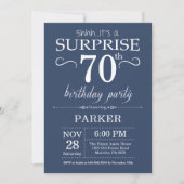 Surprise 70th Birthday Invitation Blue Kaart (Voorkant)
