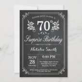 Surprise 70th Birthday Invitation Chalkboard Kaart (Voorkant)
