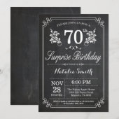 Surprise 70th Birthday Invitation Chalkboard Kaart (Voorkant / Achterkant)
