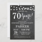 Surprise 70th Birthday Invitation Chalkboard Kaart (Voorkant)