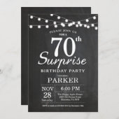 Surprise 70th Birthday Invitation Chalkboard Kaart (Voorkant / Achterkant)