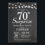 Surprise 70th Birthday Invitation Chalkboard Kaart<br><div class="desc">Verrassend 70th Birthday Uitnodiging met de Koord van het Koord van het Chalkboard Lichten. 13e 15e 16e 18e 21e 30e 40e 60e 70e 90e 100e,  elke leeftijd. Voor verdere aanpassing,  te klikken gelieve de knoop "van de Aanpassing het"en ons ontwerphulpmiddel te gebruiken om deze sjabloon te wijzigen.</div>