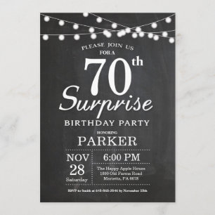 Surprise 70th Birthday Invitation Chalkboard Kaart