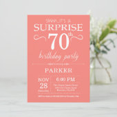 Surprise 70th Birthday Invitation Coral Kaart (Staand voorkant)