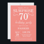 Surprise 70th Birthday Invitation Coral Kaart<br><div class="desc">Verrassend 70e verjaardag Uitnodiging met Koraalachtergrond. Volwassen verjaardag. Mannen of vrouwen uitgenodigd. 13e 15e 16e 18e 21e 30e 40e 50e 60e 70e 90e 100e,  elke leeftijd. Voor verdere aanpassing,  te klikken gelieve de knoop "van de Aanpassing het"en ons ontwerphulpmiddel te gebruiken om deze sjabloon te wijzigen.</div>
