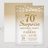 Surprise - 70th Birthday Invitation Gold Kaart (Voorkant / Achterkant)