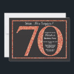 Surprise 70th Birthday Invitation Oranje Glitter Kaart<br><div class="desc">Verrassend 70e uitnodiging op de verjaardag. Zwarte en Oranje Glitter Birthday Party nodigt uit met de achtergrond van het Chalkboard. Verrassende verjaardag. Volwassen verjaardag. Mannen of Vrouwen Bday Bash Party. Voor verdere aanpassing, te klikken gelieve de knoop "van de Aanpassing het"en ons ontwerphulpmiddel te gebruiken om deze sjabloon te wijzigen....</div>