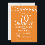 Surprise 70th Birthday Invitation Sinaasappel Kaart<br><div class="desc">Verrassend 70th Birthday Uitnodiging met de Lichten van het Koord. Oranje en witte achtergrond. Mannen of vrouwen op zaterdag. 13e 15e 16e 18e 21e 30e 40e 50e 60e 70e 90e 100e, elke leeftijd. Voor verdere aanpassing, te klikken gelieve de knoop "van de Aanpassing het"en ons ontwerphulpmiddel te gebruiken om deze...</div>