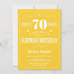 Surprise 70th Birthday Invitation Yellow and White Kaart<br><div class="desc">Verrassend 70e verjaardag Uitnodiging Geel en Witte Typografie. Gele achtergrond. Volwassen verjaardag. Mannelijke Mannen of vrouwen: Birthday. Kinder jongen of meisje Lady Teen Teenage Bday Invite. 13e 15e 16e 18e 21e 30e 40e 50e 60e 70e 80e 90e 100e. Elke leeftijd. Voor verdere aanpassing, te klikken gelieve de knoop "van de...</div>