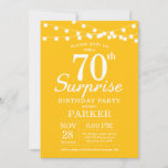 Surprise 70th Birthday Invitation Yellow Kaart<br><div class="desc">Verrassend 70th Birthday Uitnodiging met de Lichten van het Koord. Gele en witte achtergrond. Mannen of vrouwen op zaterdag. 13e 15e 16e 18e 21e 30e 40e 50e 60e 70e 90e 100e, elke leeftijd. Voor verdere aanpassing, te klikken gelieve de knoop "van de Aanpassing het"en ons ontwerphulpmiddel te gebruiken om deze...</div>