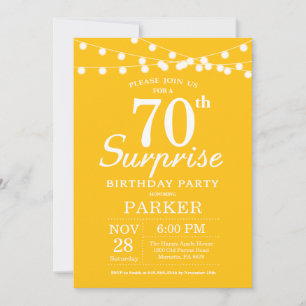 Surprise 70th Birthday Invitation Yellow Kaart