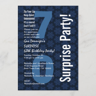 SURPRISE 70th Birthday Modern Blue and White D498 Kaart