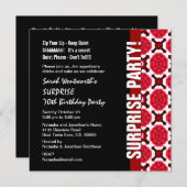 SURPRISE 70th Birthday Modern Red Black Flowers Kaart (Voorkant / Achterkant)
