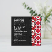 SURPRISE 70th Birthday Modern Red Black Flowers Kaart (Staand voorkant)