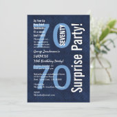 SURPRISE 70th Birthday Modern Royal Blue R604 Kaart (Staand voorkant)