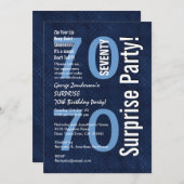 SURPRISE 70th Birthday Modern Royal Blue R604 Kaart (Voorkant / Achterkant)