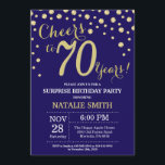 Surprise 70th Birthday Navy Blue en Gold Diamond Kaart<br><div class="desc">Verrassend 70e verjaardag Uitnodiging met Navy Blue en Gold Glitter Diamond achtergrond. Gold Confetti. Volwassen verjaardag. Mannelijke Mannen of vrouwen: Birthday. Voor verdere aanpassing,  te klikken gelieve de knoop "van de Aanpassing het"en ons ontwerphulpmiddel te gebruiken om deze sjabloon te wijzigen.</div>