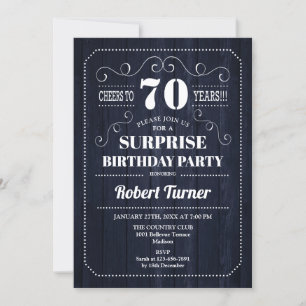 Surprise 70th Birthday - Navy Wood Pattern Kaart