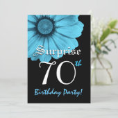 SURPRISE 70th Birthday Party Blue Daisy N220 Kaart (Staand voorkant)