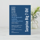 SURPRISE 70th Birthday Party Modern Blue and White Kaart (Staand voorkant)