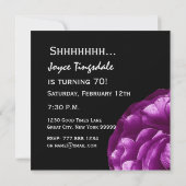 SURPRISE 70th Birthday Party Paars Roos W067 Kaart (Achterkant)