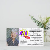 Surprise 70th Birthday Party Photo Invitation (Staand voorkant)