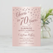 Surprise 70th Birthday Party - Roos Gold Kaart (Staand voorkant)