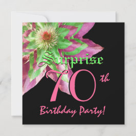 SURPRISE 70th Birthday Pink Green Flower W1444 Kaart