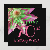 SURPRISE 70th Birthday Pink Green Flower W1444 Kaart (Voorkant / Achterkant)