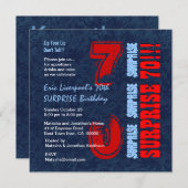 SURPRISE 70th Birthday Red White Blue C653 Kaart (Voorkant / Achterkant)