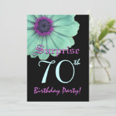 SURPRISE 70th Birthday Sjabloon Green Paars Daisy Kaart (Staand voorkant)
