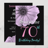 SURPRISE 70th Birthday Sjabloon Paarse Daisy Kaart (Voorkant / Achterkant)
