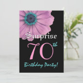 SURPRISE 70th Birthday Sjabloon Pink Daisy Kaart (Staand voorkant)