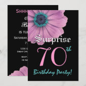 SURPRISE 70th Birthday Sjabloon Pink Daisy Kaart (Voorkant / Achterkant)