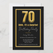 Surprise 70th Bold 70 Black and Gold Birthday Kaart (Voorkant)