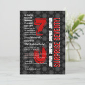 SURPRISE 70th Modern Birthday Red Black Circles Kaart (Staand voorkant)