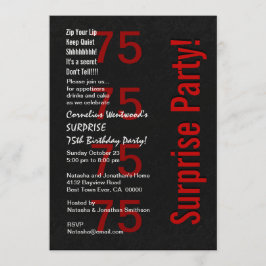 SURPRISE 75th Birthday Black White Red Ver B04 Kaart