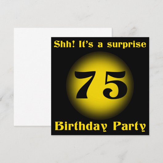 Surprise 75th Birthday nodigt uit Kaart (Voorkant / Achterkant)
