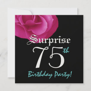 SURPRISE 75th Birthday Party Bright Pink Rose Kaart