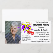 Surprise 75th Birthday Party Photo Invitation (Voorkant / Achterkant)