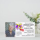 Surprise 75th Birthday Party Photo Invitation (Staand voorkant)