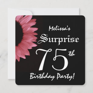 SURPRISE 75th Birthday Party PINK Sunflower A10B Kaart