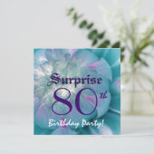 SURPRISE 80th Birthday Blue en Paarse Dahlia W078 Kaart (Staand voorkant)