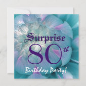 SURPRISE 80th Birthday Blue en Paarse Dahlia W078 Kaart (Voorkant)