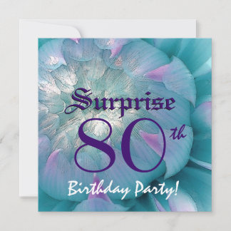 SURPRISE 80th Birthday Blue en Paarse Dahlia W078 Kaart