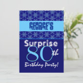 SURPRISE 80th Birthday Blue Stars W1431 Kaart (Staand voorkant)